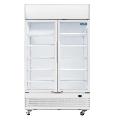 GE580 Polar G-serie tweedeurs displaykoeling met lichtbak 950L klapdeuren