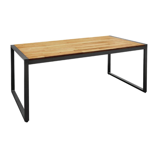 DS157 Bolero rechthoekige stalen en acaciahouten industriële tafel 180x90cm