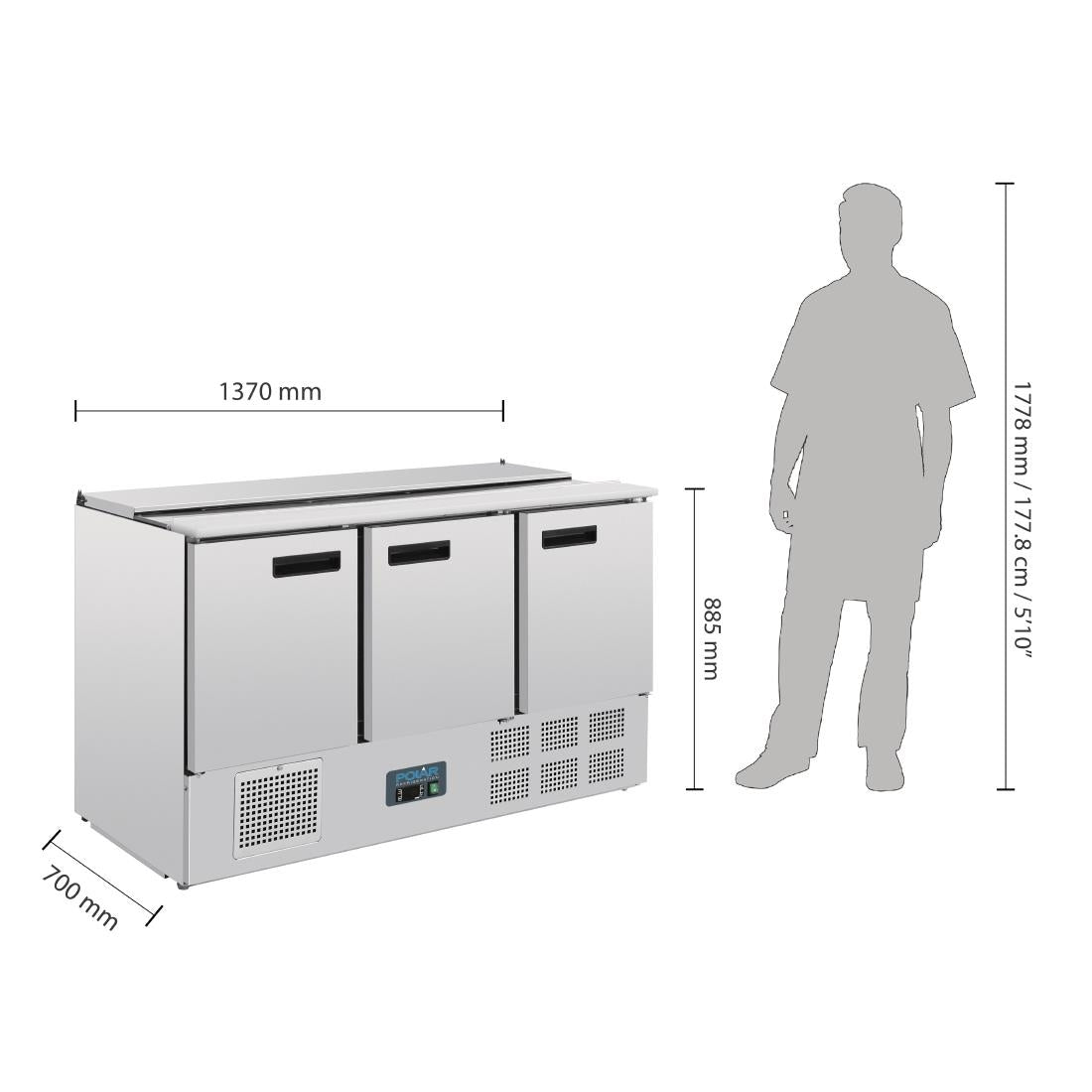 G607 Polar G-serie gekoelde saladette 368L