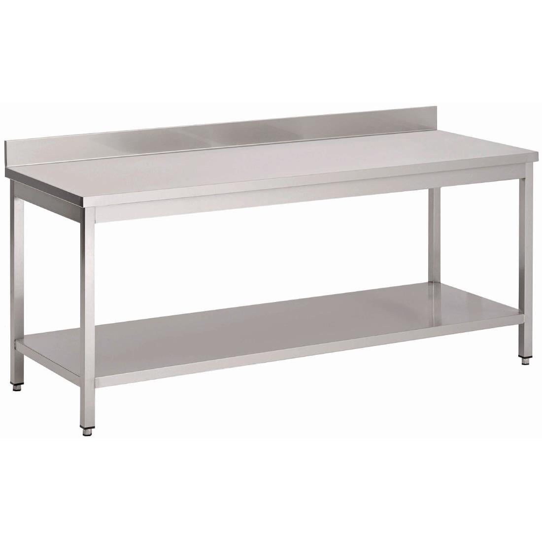 GS015 Gastro M RVS werktafel met onderblad en achteropstand 88x180x60cm
