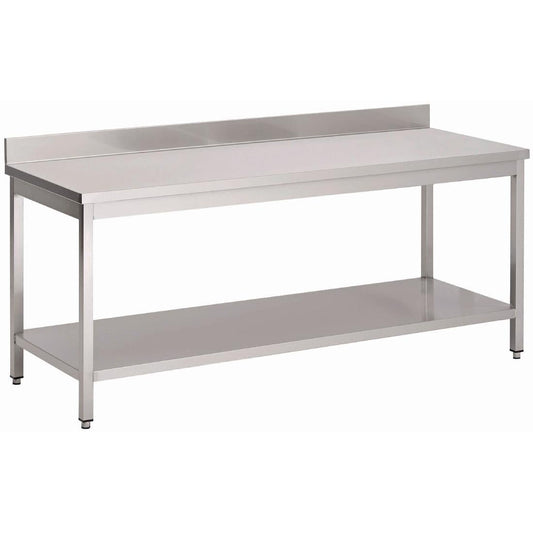 GS015 Gastro M RVS werktafel met onderblad en achteropstand 88x180x60cm