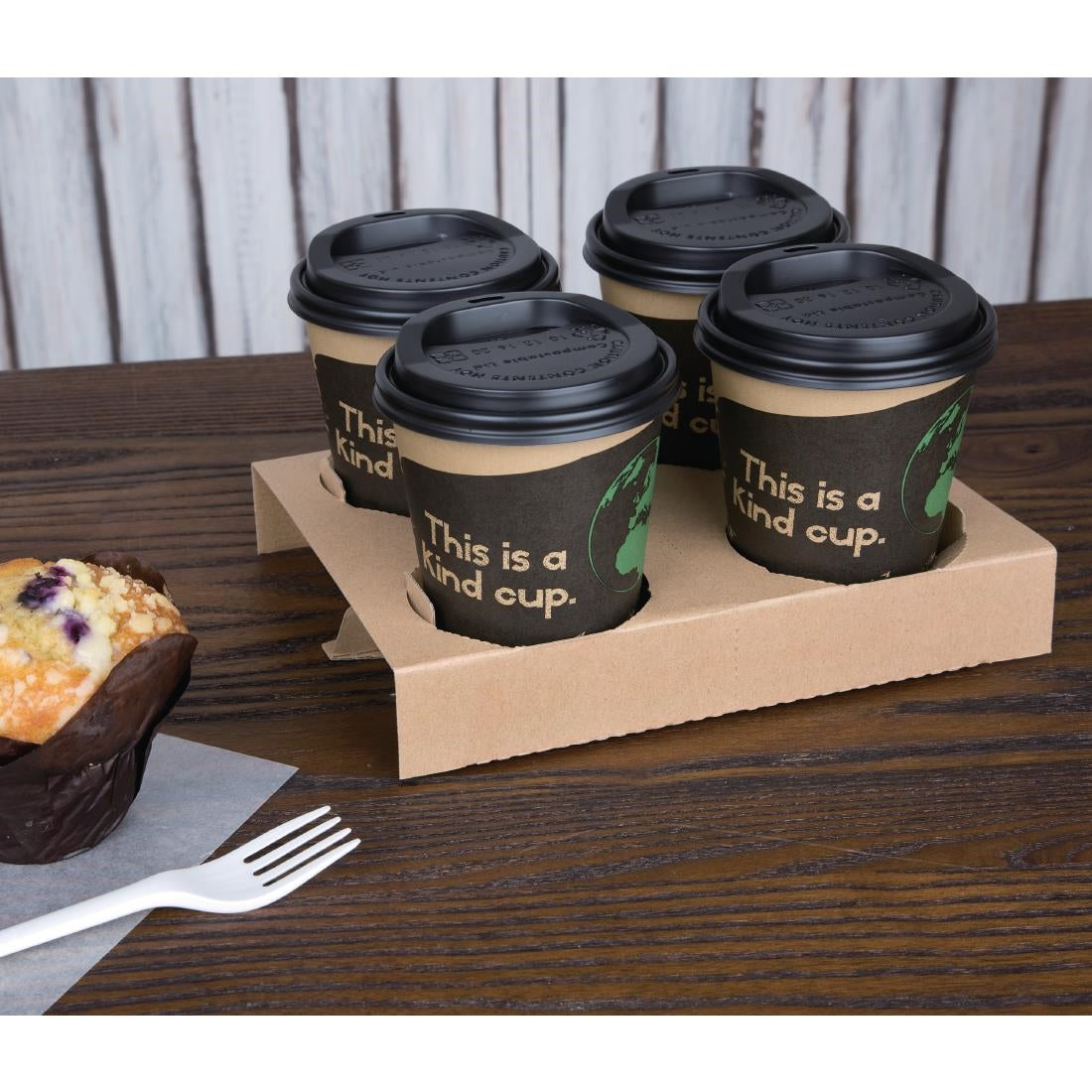 DS058 Fiesta Compostable composteerbare koffiebekers enkelwandig bruin 34cl (1000 stuks)