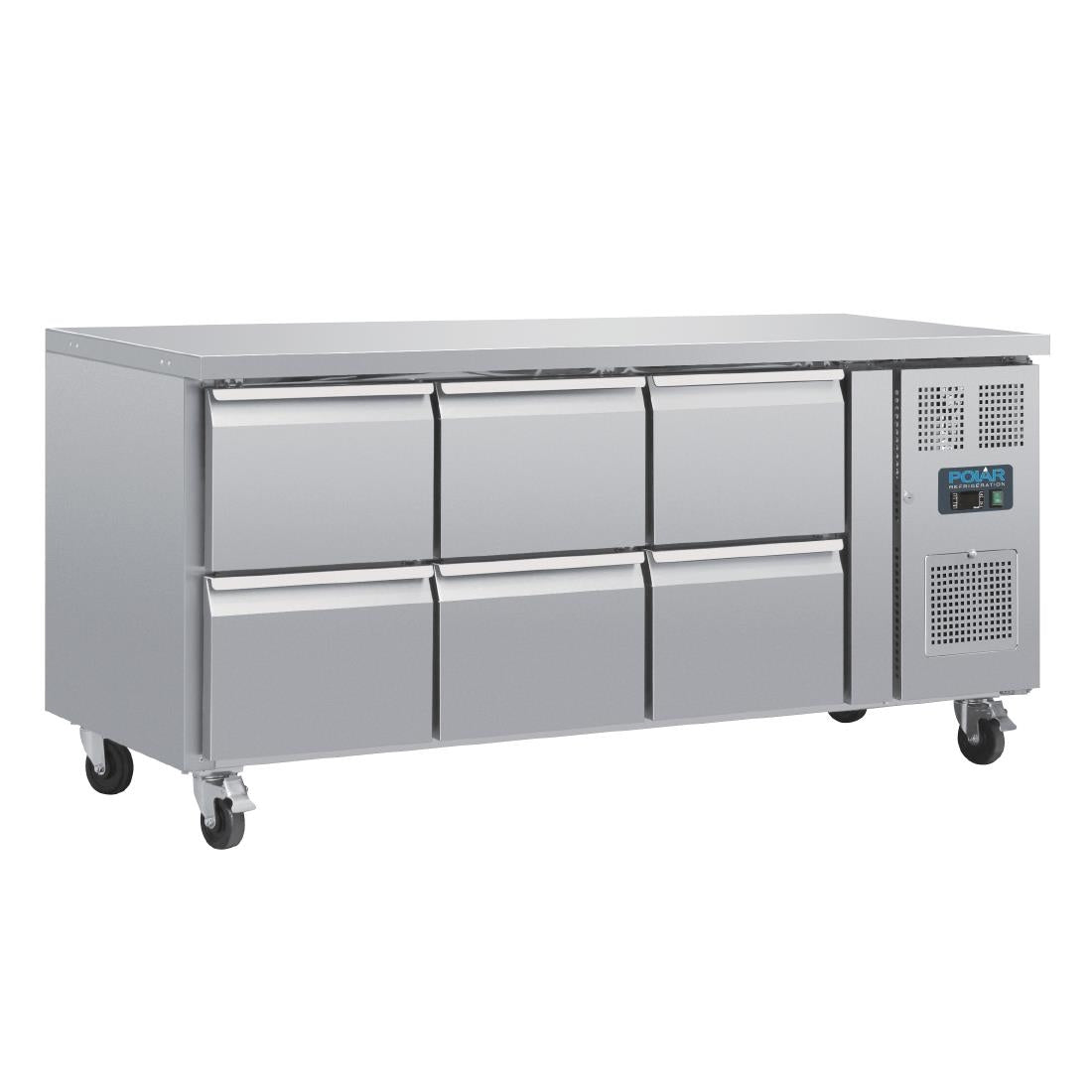 DA548 Polar U-serie geventileerde gekoelde GN werkbank met 6 laden