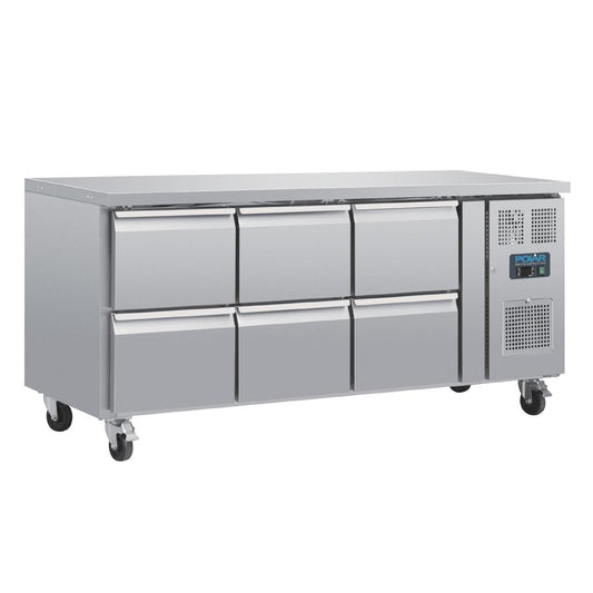 DA548 Polar U-serie geventileerde gekoelde GN werkbank met 6 laden