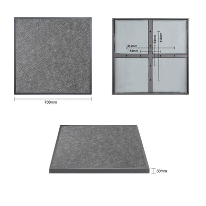 DZ873 Bolero Tafelblad Van Gehard Glas Voor Buiten, Zwart Geborsteld, Vierkant, Grijze Rand, 700mm
