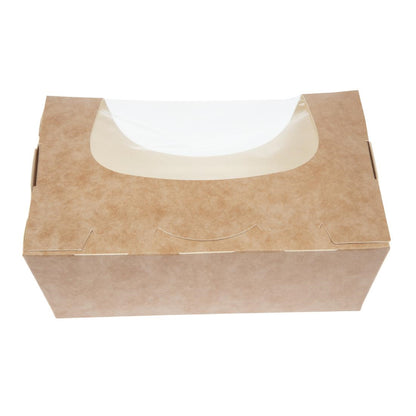 FA392 Colpac Zest kraft saladebakken met acetaat venster en insteeksluiting composteerbaar 825ml (250 stuks)