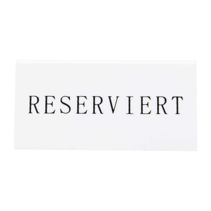 CU913 Securit Reserveringstafelstandaards met Duits: 'Reserviert' Witte acryl standaarden met zwart lettertype (box 5)