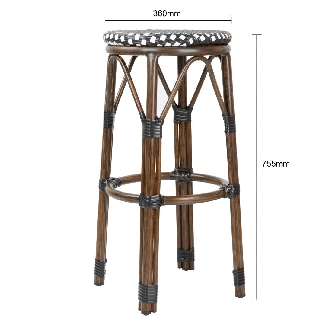 HZ146 Bolero Parijse Stijl PE Rieten Barkrukken Zwarte Stip Mix (2 stuks)