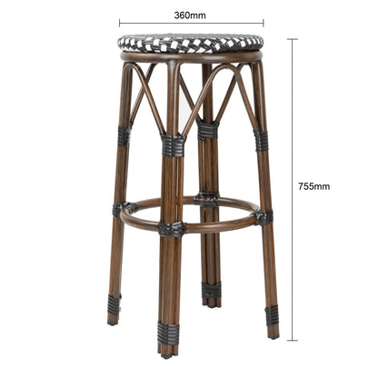 HZ146 Bolero Parijse Stijl PE Rieten Barkrukken Zwarte Stip Mix (2 stuks)