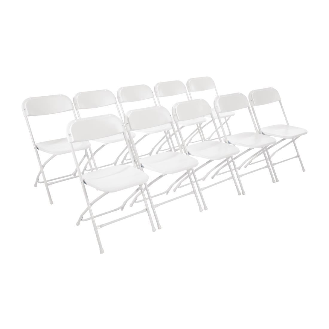 GD387 Bolero staal & polypropyleen klapstoelen wit (10 stuks)
