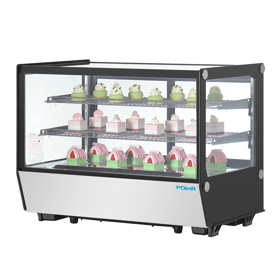 PG004 Polar G-Serie aanrecht model Display Koelkast Zwarte Vierkante Glas 160Ltr
