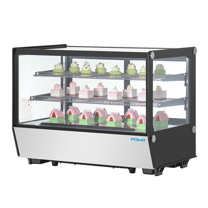 PG004 Polar G-Serie aanrecht model Display Koelkast Zwarte Vierkante Glas 160Ltr