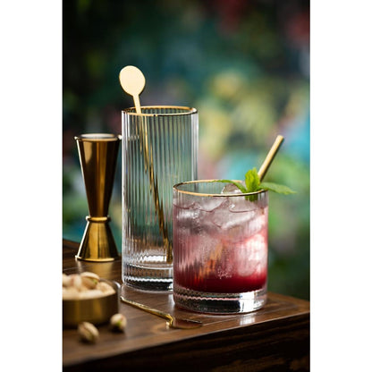 DZ443 Utopia Hayworth Hiball-Glas Met Gouden Rand, 355ml (6 stuks)