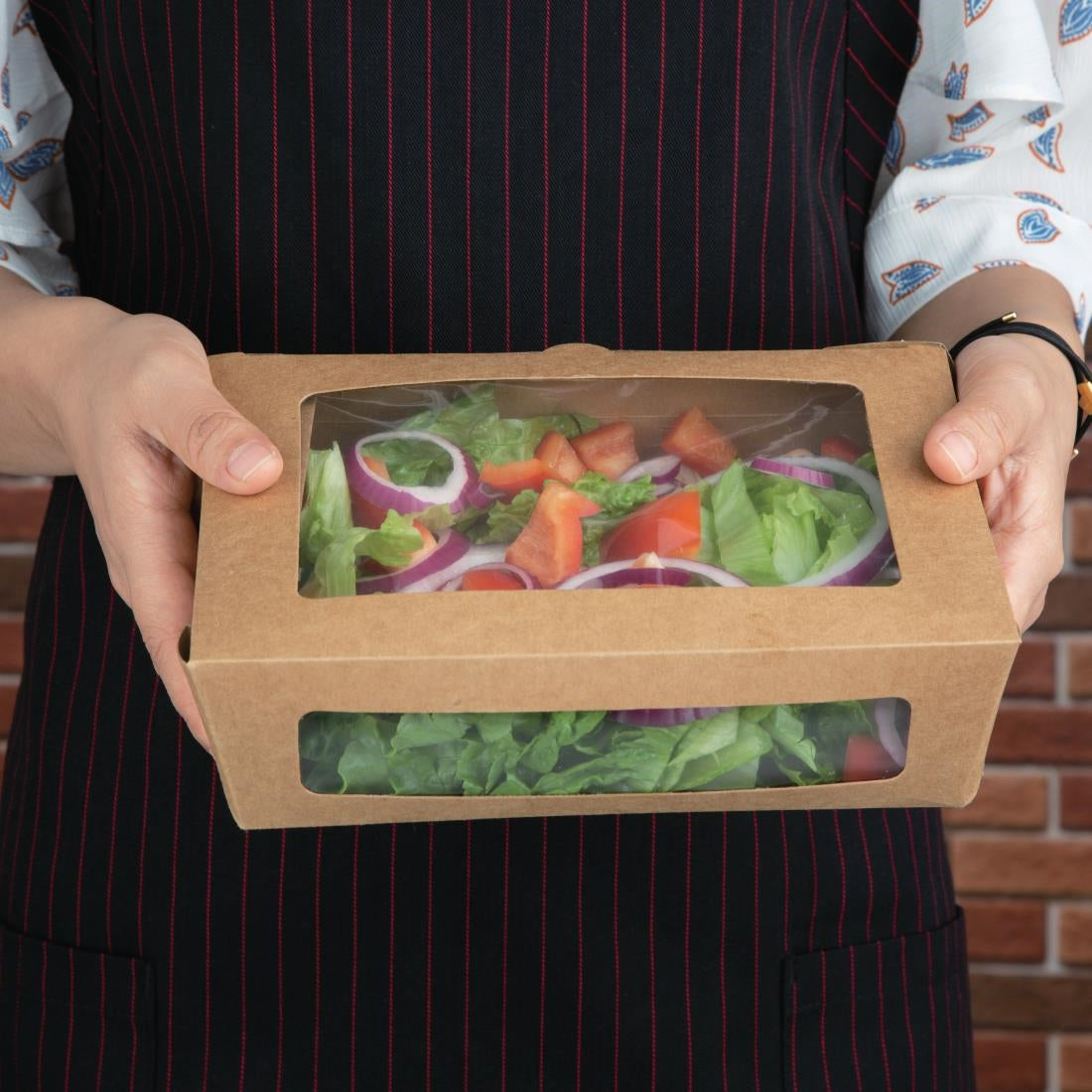 FN899 Fiesta Recyclable saladeboxen met PET venster 1600ml (100 stuks)