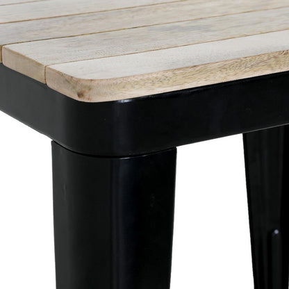 HZ812 Bolero Bistro Eettafel Met Lattenblad Van Mangohout En Zwarte Poot 650mm