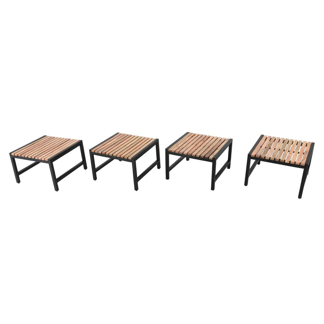 DK904 Bolero Lage Barkrukken Van Staal En Acacia (4 Stuks)