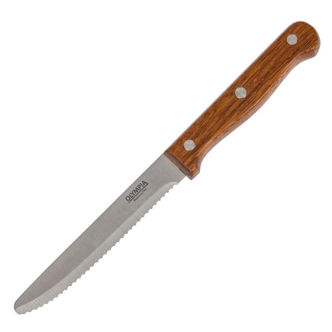 CS717 Olympia steakmessen met ronde punt hout (12 stuks)