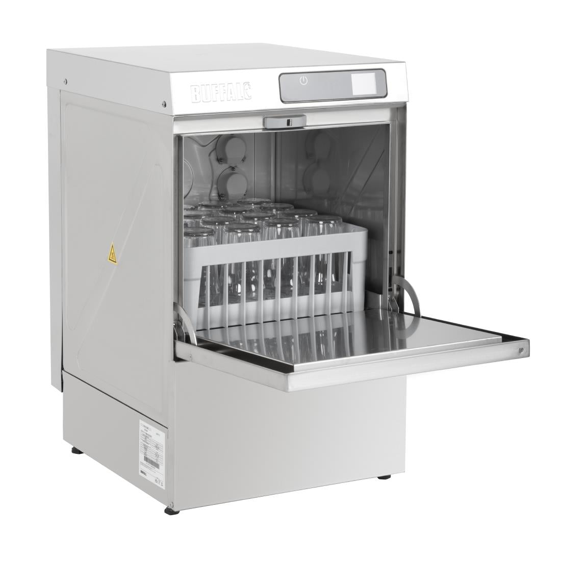 HC517 Buffalo Digitale Onderbouw Glazenspoelmachine met Afvoerpomp 400 mm Mand 3,3 kW