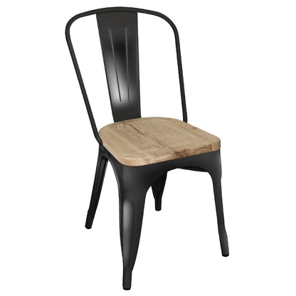 GG707 Bolero Bistro stalen stoelen met houten zitting zwart (4 stuks)