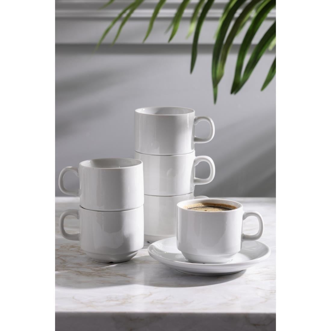 CB467 Olympia Whiteware stapelbare theekopjes 200ml (12 stuks)
