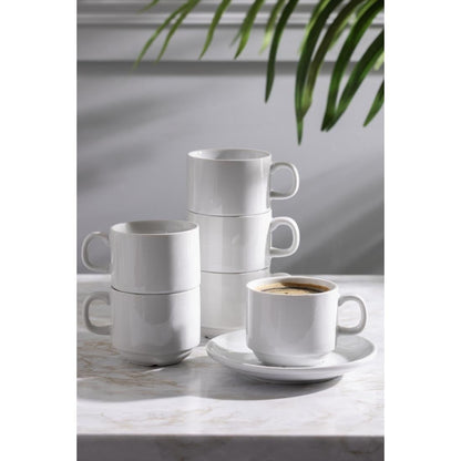 CB467 Olympia Whiteware stapelbare theekopjes 200ml (12 stuks)