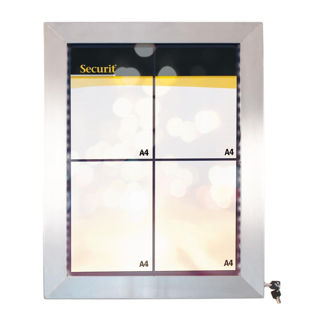 CU937 Securit RVS Gekleurde LED's 4xA4 informatiedisplay (excl paal en voet)