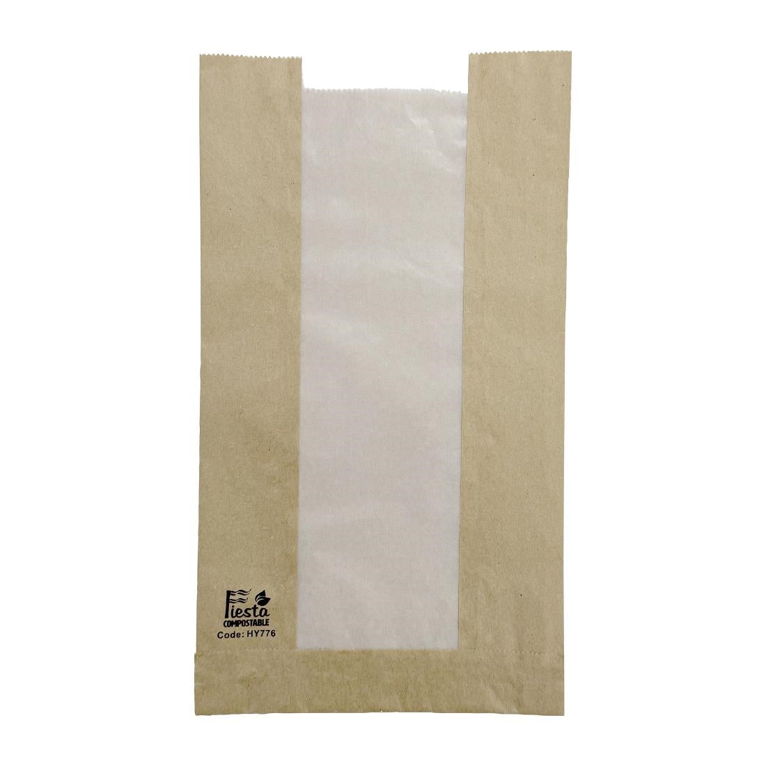 HY776 Fiesta Composteerbare Broodzakken met Glasine Venster 320x180x40mm (stuks 1000)