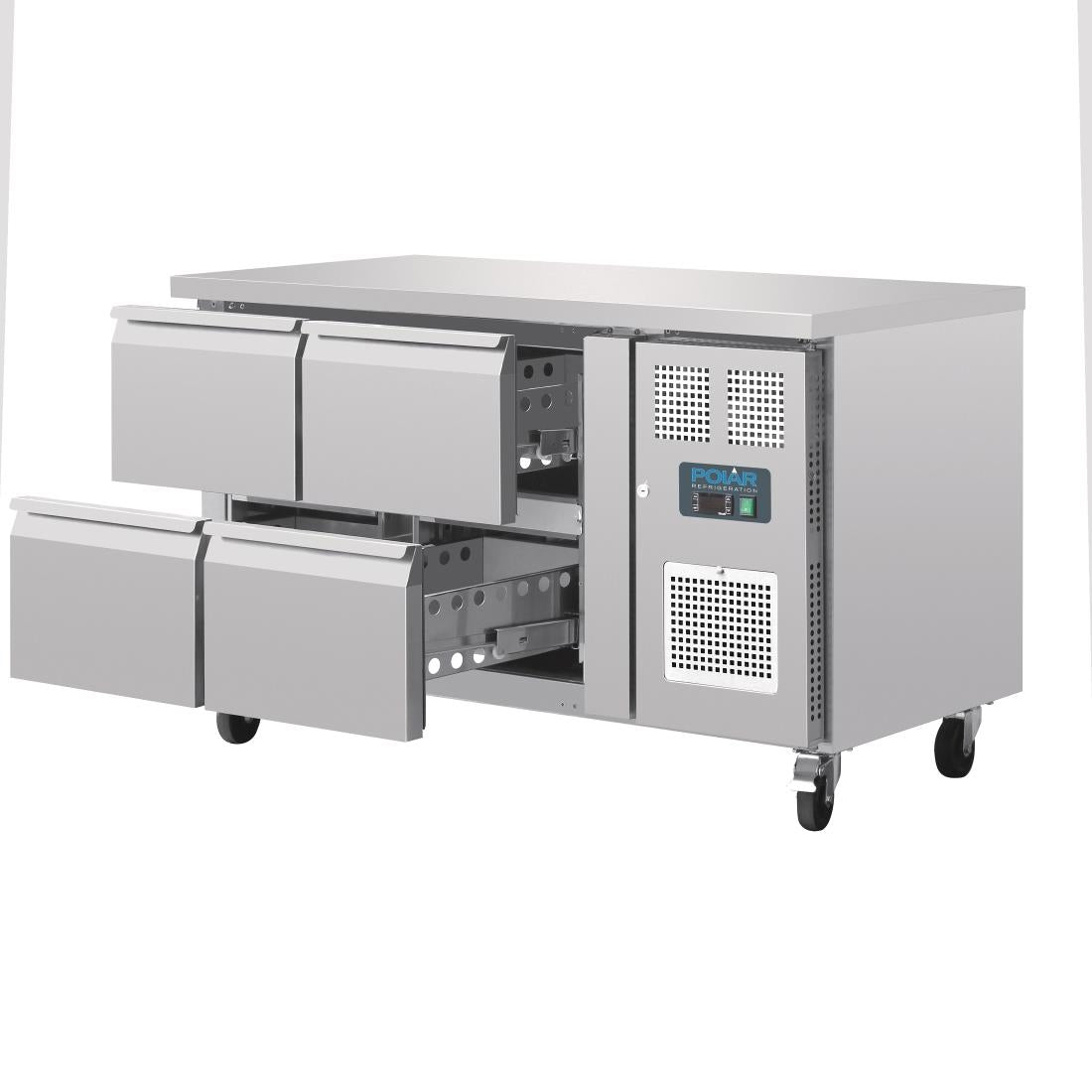 DA547 Polar U-serie geventileerde gekoelde GN werkbank met 4 laden