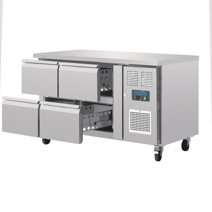 DA547 Polar U-serie geventileerde gekoelde GN werkbank met 4 laden