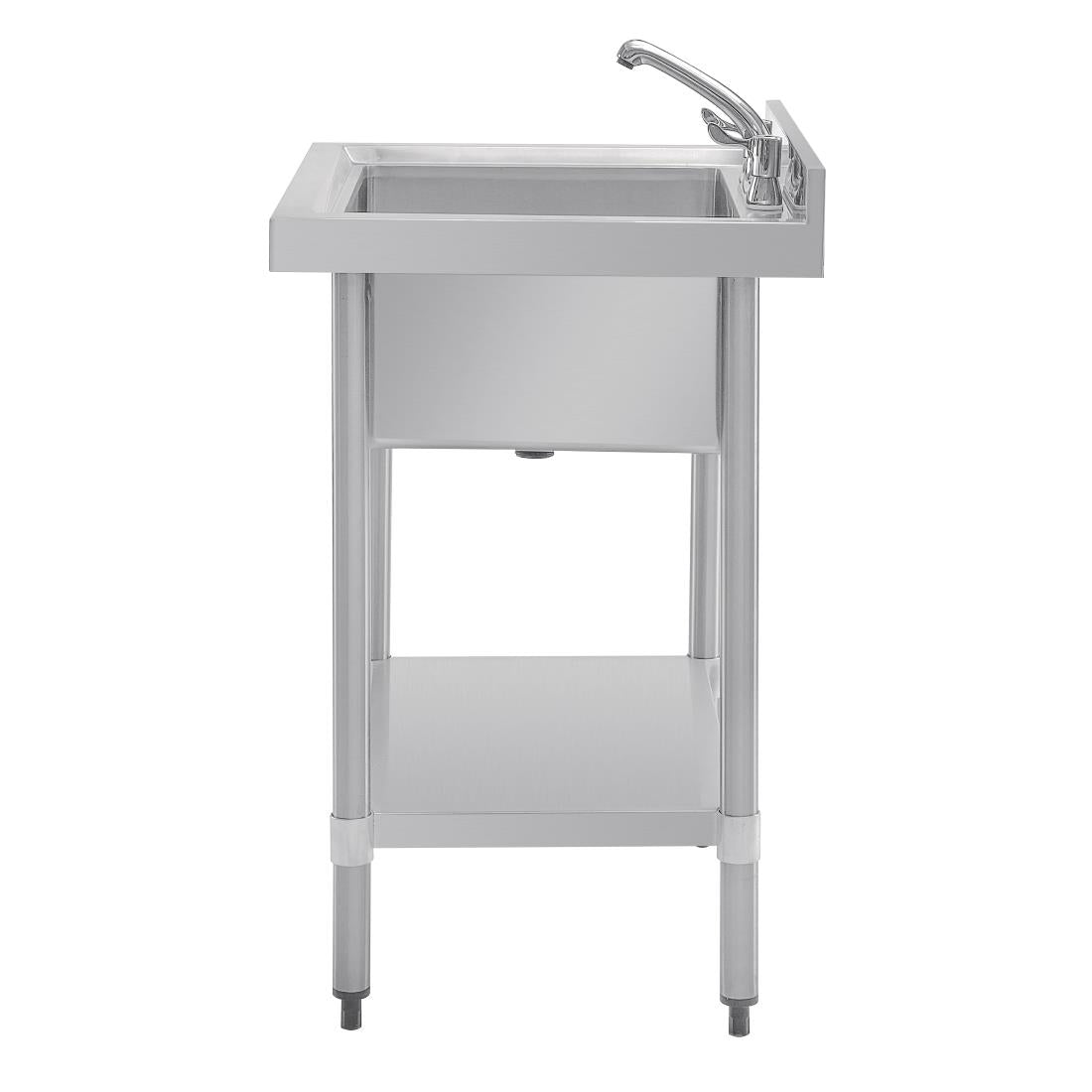 GJ537 Vogue RVS spoeltafel enkele spoelbak met onderblad 75x60cm