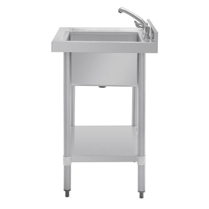 GJ537 Vogue RVS spoeltafel enkele spoelbak met onderblad 75x60cm