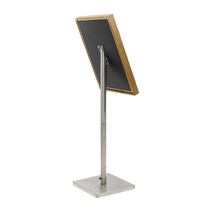 DP529 Securit 4xA4 teakhouten witte LED menukaarthouder met paal en voet