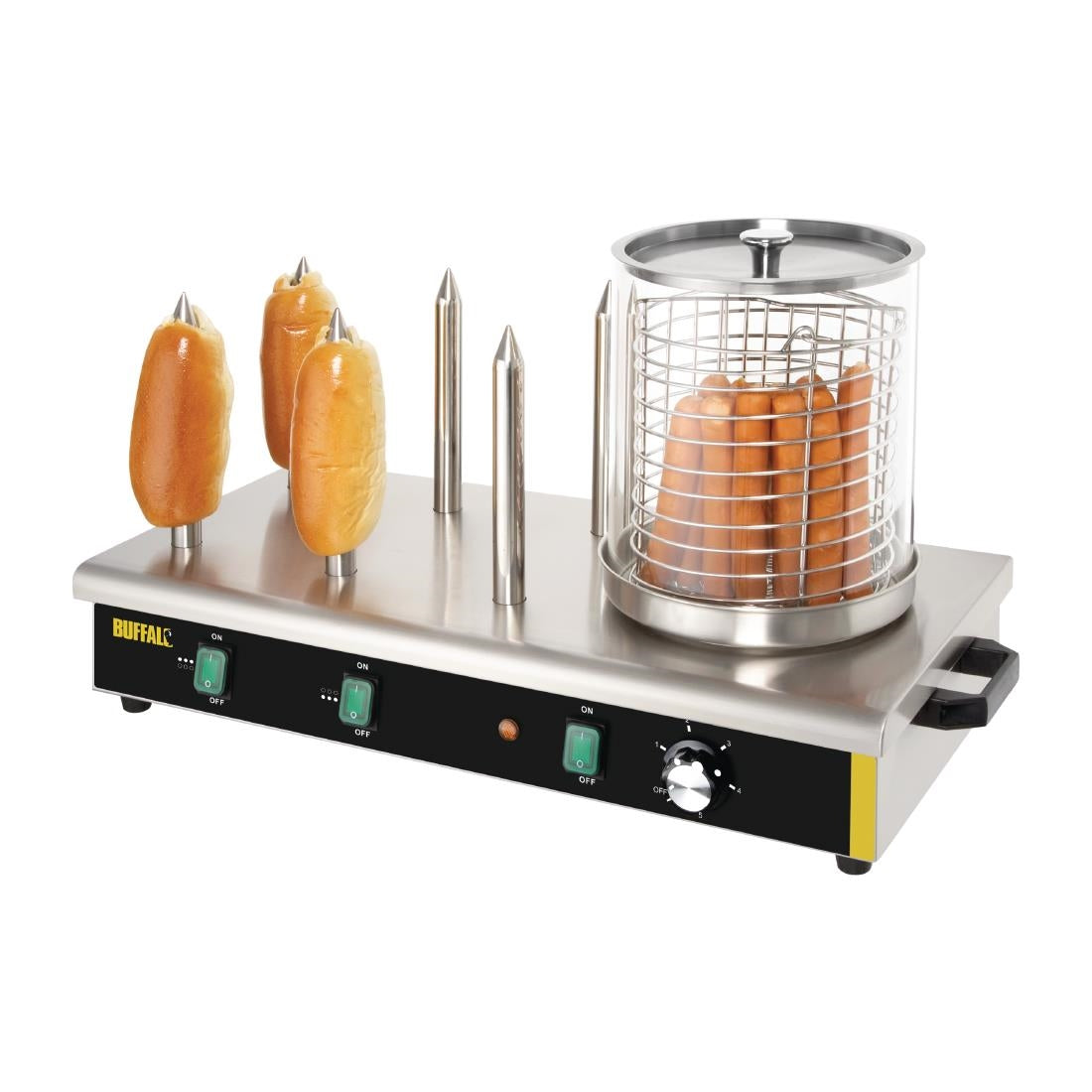 DA567 Buffalo hotdogwarmer met 6 warmhoudpennen
