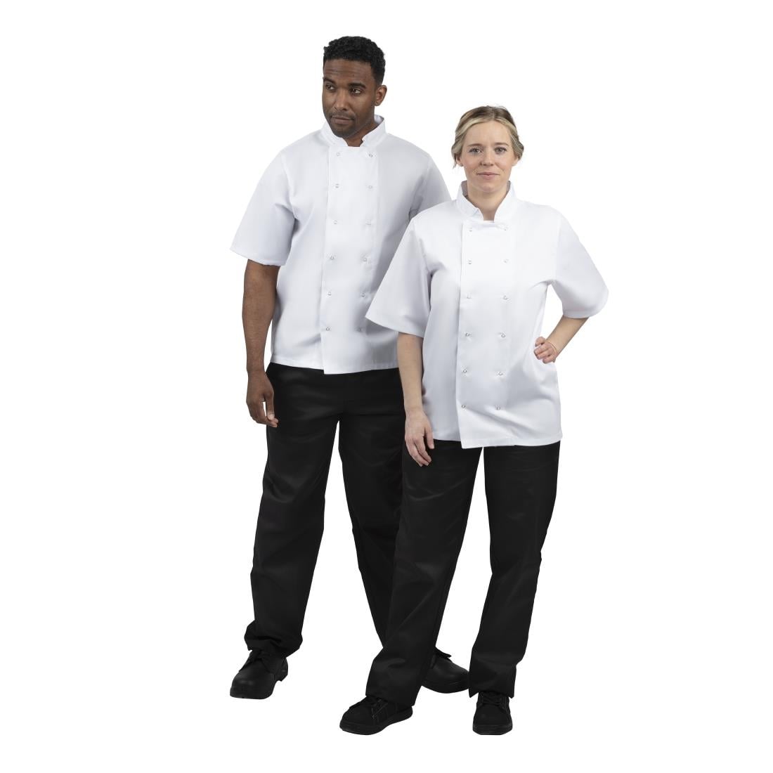 B250-M Whites Boston unisex koksbuis korte mouw wit M