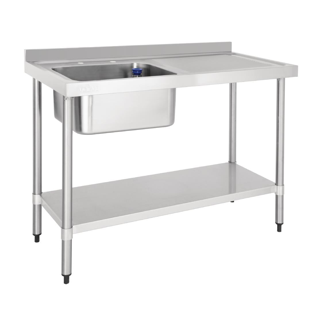 DY823 Vogue RVS spoeltafel enkele spoelbak aan linkerzijde 120x60cm