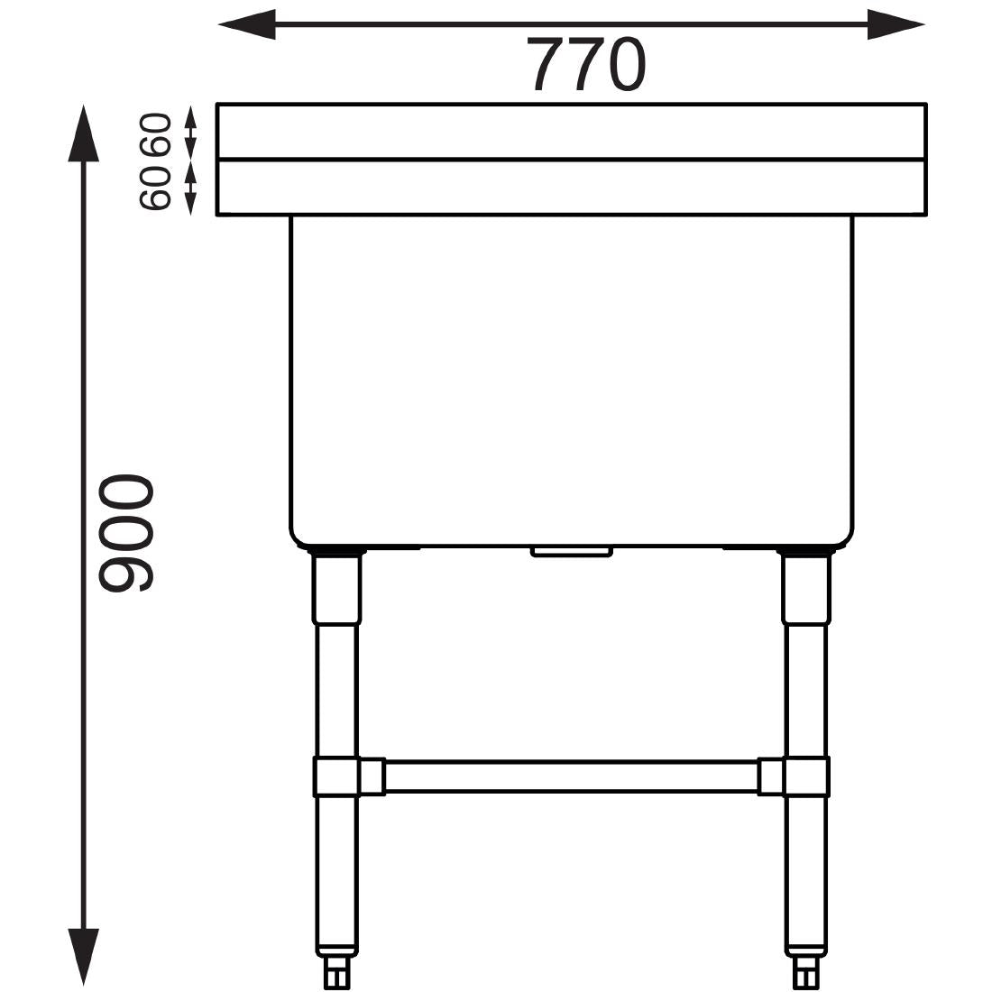 CE141 Vogue diepe RVS spoelbak 77x60cm