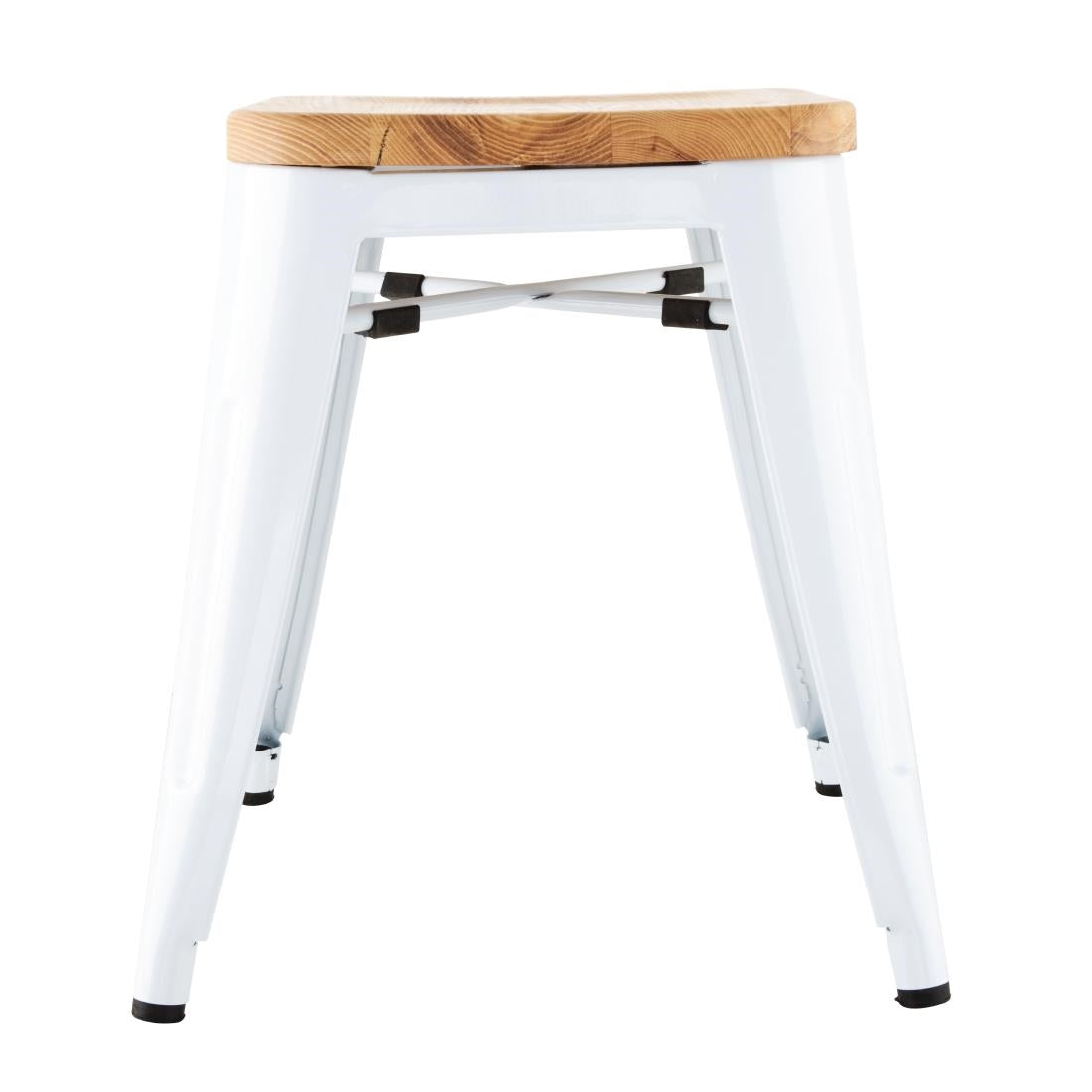 DW738 Bolero Bistro Lage Krukken Met Houten Zitkussen Wit (4 Stuks)