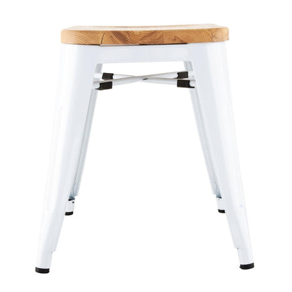 DW738 Bolero Bistro Lage Krukken Met Houten Zitkussen Wit (4 Stuks)