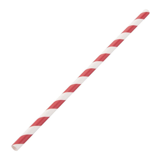 DE927 Fiesta Compostable composteerbare papieren rietjes rood-wit gestreept (250 stuks)